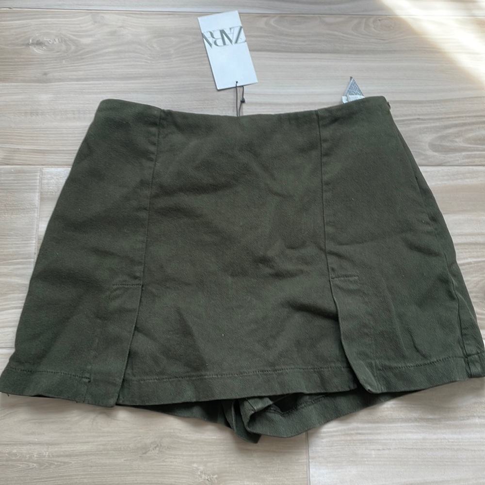 Zara khaki colored denim skort